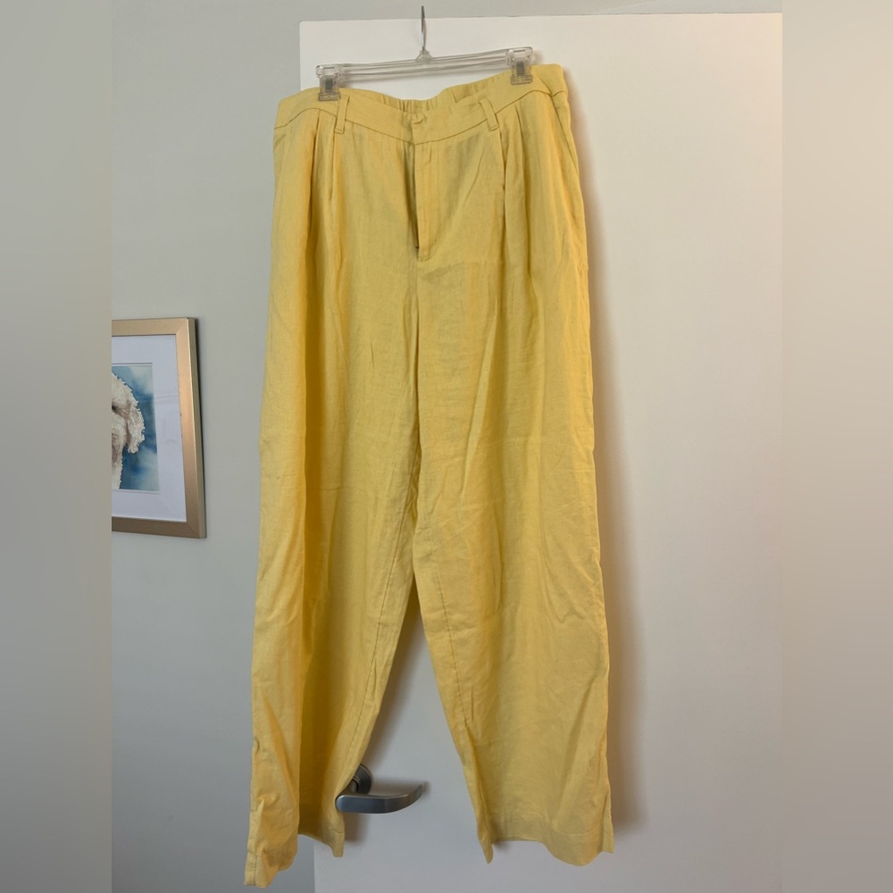 NWOT butter yellow linen pants size 14